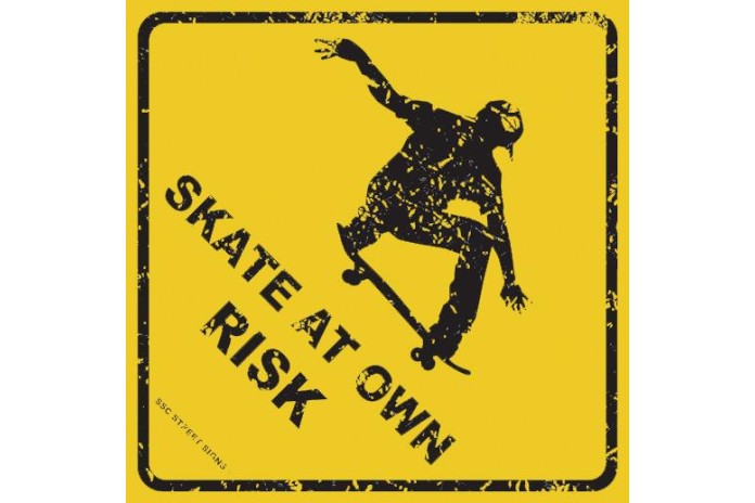 Plaque Metal Skate At Own Risk